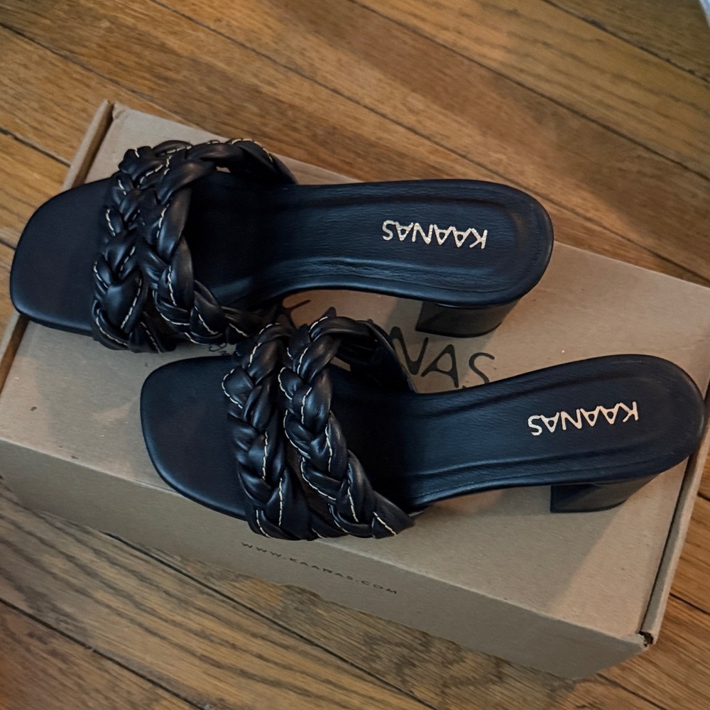 Kaanas Tartu Black Braided Heeled Sandals